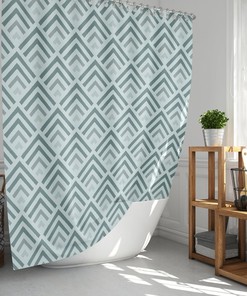 Blue Arrow Geometry Retro Shower Curtain, Minimalist Gray Vintage Fabric Bathroom Curtain, Home Bathroom Set Decor