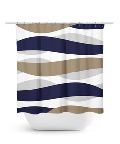 Blue Beige Gray Shower Curtain, Abstract Shower Curtain, Abstract Ribbon Blue Bathroom Decor, Abstract Wave Shower Curtain