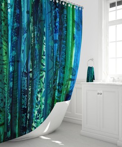 Blue Boho Shower Curtain, Boho Bathroom Decor