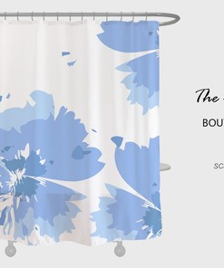 Blue Flower Shower Curtains, Modern Waterproof Curtains Decor For Home Bathroom