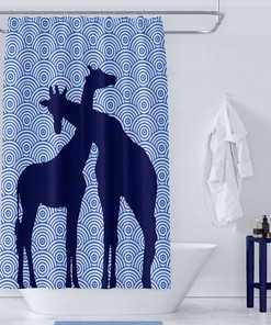Blue Giraffe Shower Curtain, Optional Bathroom Set