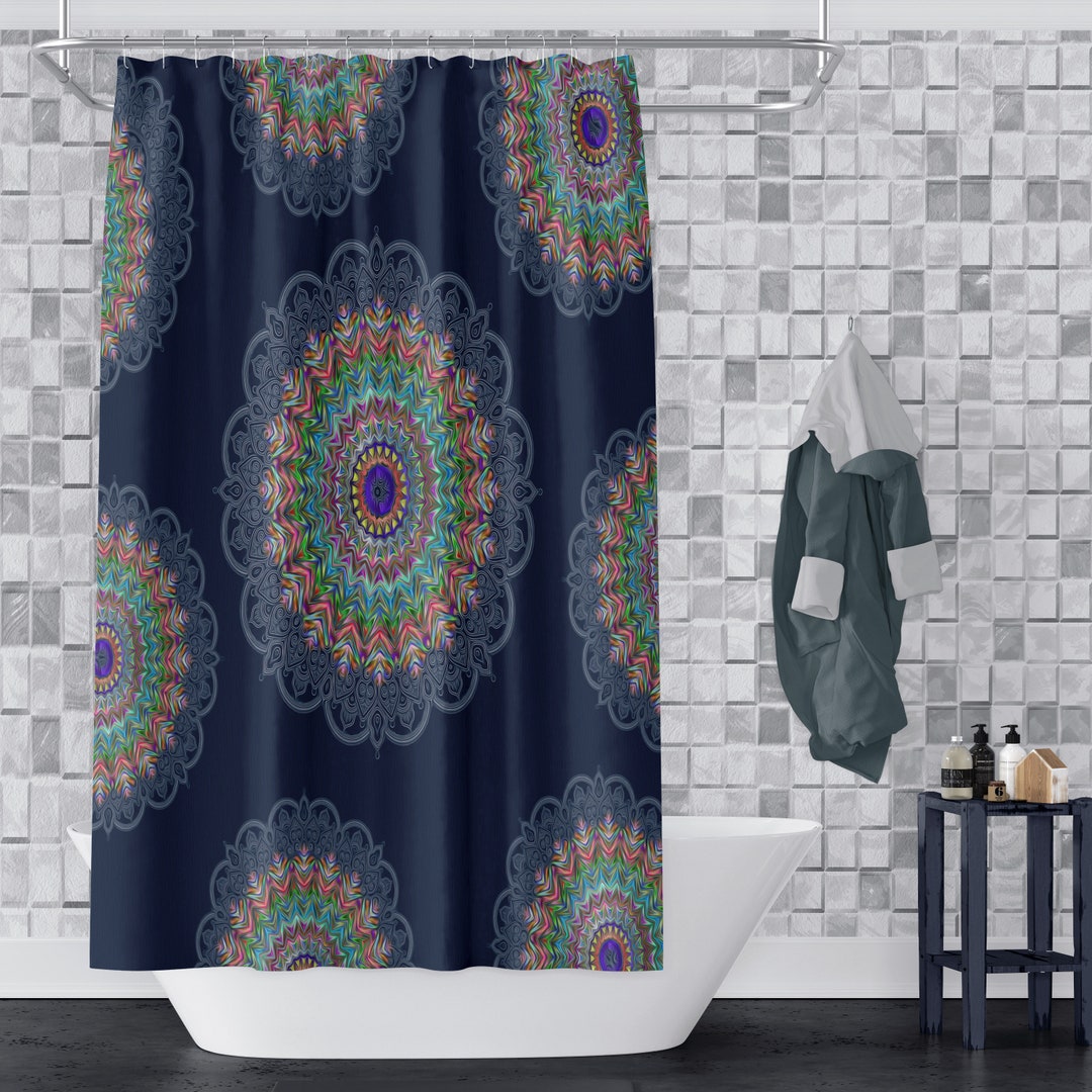 Blue Hippie Mandala Shower Curtain