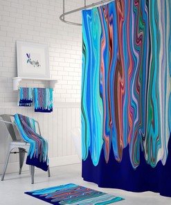 Blue Hippie Swirl Shower Curtain Boho Bathroom Decor