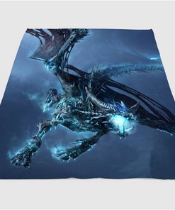 Blue Ice Dragon Sherpa Fleece Blanket Gifts for Family, for Couple