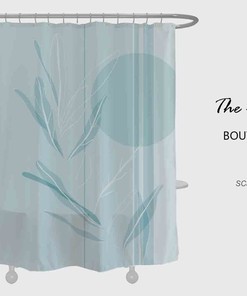 Blue Leave Shower Curtain, Minimalism Plant Waterproof Shower Curtain, Abstract Bathroom Set