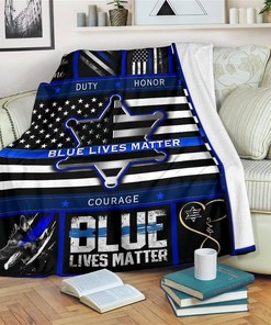 Blue Lives Matter Policer Sherpa Fleece Blanket Gifts for Family, for Couple