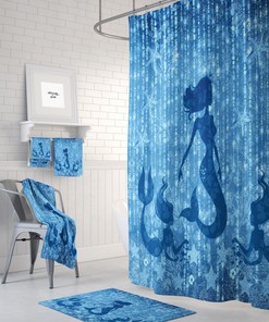 Blue Mermaid Shower Curtain Bath Mat, Towels