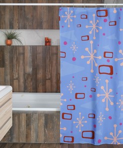 Blue Mid Century Modern Inspired Shower Curtains