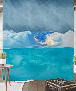 Blue Ocean Abstract Shower Curtain Optional Set