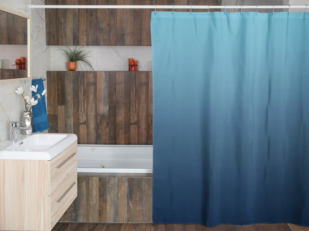Blue Ombre Shower Curtain, Dip Dye Shower Curtain, Bathroom Shower Decor