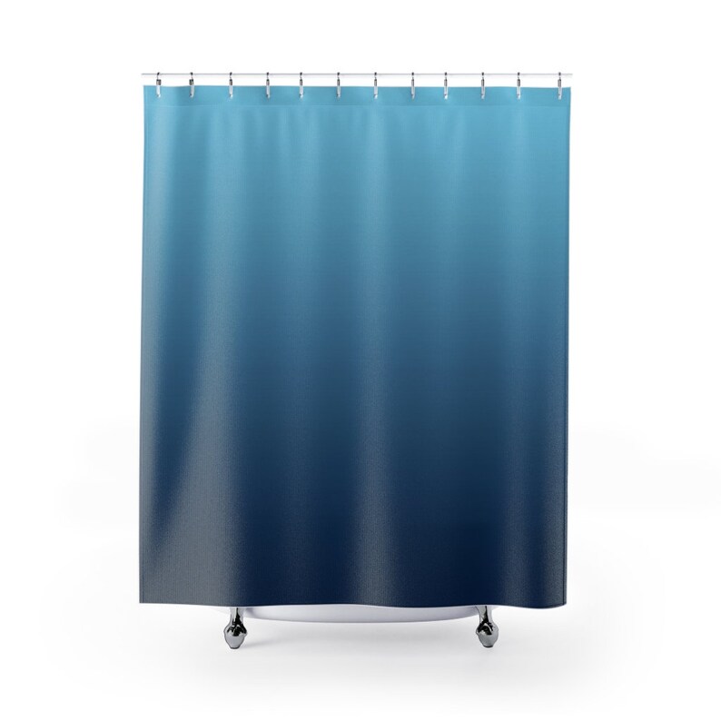 Blue Ombre Shower Curtain, Dip Dye Shower Curtain, Bathroom Shower Decor - Image 3