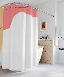 Blue Orange Modern Abstract Waves Shower Curtain - Minimalist Mint Home Art For Bathroom Decoration