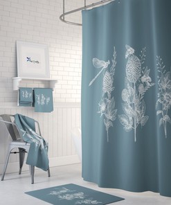 Blue Sage Botanical Shower Curtain, Bath Mat, Towel Options