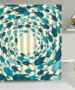 Blue Shark In Ocean Shower Curtain, Fish Underwater World Sea Beach Bathroom, Home Bath Decor, Kids Children Decor