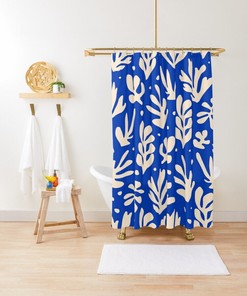 Blue Shower Curtain Boho Mid-Century Abstract Patterns Matisse Shower Curtain Eco-Friendly Waterproof Abstract Decor