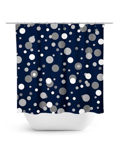 Blue Shower Curtain, Polka Dot Bath Curtain, Fabric Shower Curtain, Blue Bathroom Decor