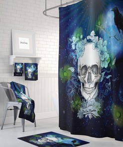 Blue Skull Shower Curtain for Bathroom Decor, Home Decor