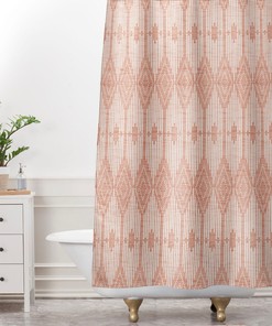 Blush Pink Geometric Shower Curtain, Bathroom, West End Blush Design, Retro Geometric, Shower, Bathroom Decor, Shower Curtain