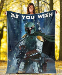 Boba Fett As You Wish Star Wars Sherpa Fleece Blanket Gifts for Family, for Couple