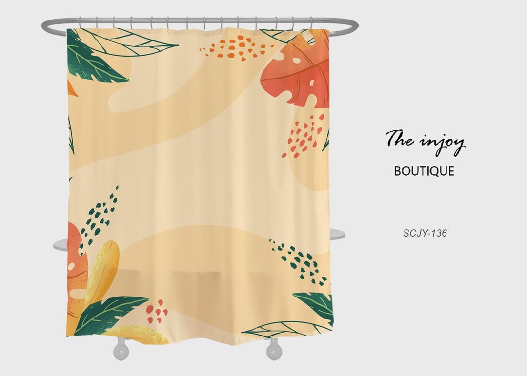 Bohemia Leaves Shower Curtain, Boho Leaf Bathroom Bathtubs Home Decor