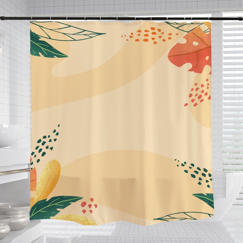 Bohemia Leaves Shower Curtain, Boho Leaf Bathroom Bathtubs Home Decor - Image 3
