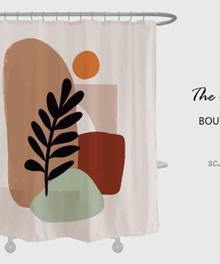 Bohemian Shower Curtain, Abstract Boho Art Curtains, Sun And Tree Waterproof Washable Shower Curtain