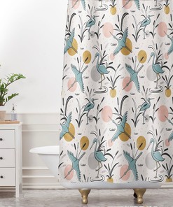 Bohemian Shower Curtain, Cream Shower Curtain, Bathroom Decor, Boho Style, Nature Inspired, Marshland Design, Birds, Bathroom