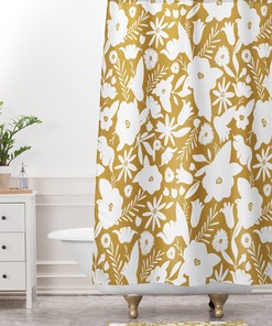 Bohemian Shower Curtain, Floral Shower Curtain, Yellow Shower Curtain, Bathroom Decor, Boho Style, Floral Print, Fabric Shower Curtain
