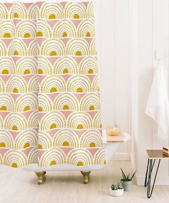 Bohemian Shower Curtain, Geometric Shower Curtain, Bathroom Decor, Boho Style, Boho Bathroom, Pink And Gold Shower Curtain, Bath