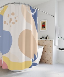 Boho Abstract Pattern Shower Curtain, Peaceful And Neutral Warm Earth Colors, Contemporary Art, Bathroom Curtain, Minimalist