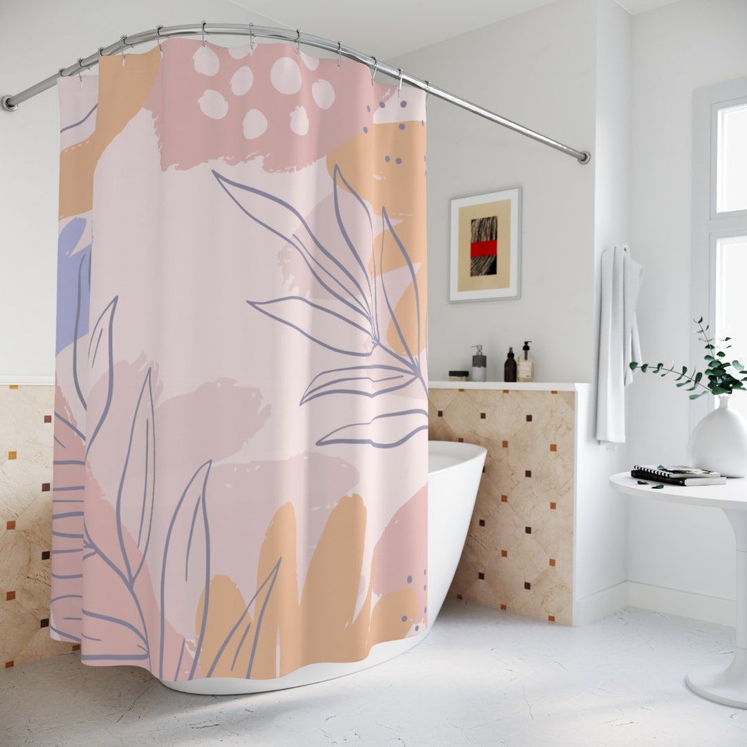 Boho Abstract Pattern Shower Curtain, Peaceful And Neutral Warm Earth Colors Mid Century Modern Shower Curtain