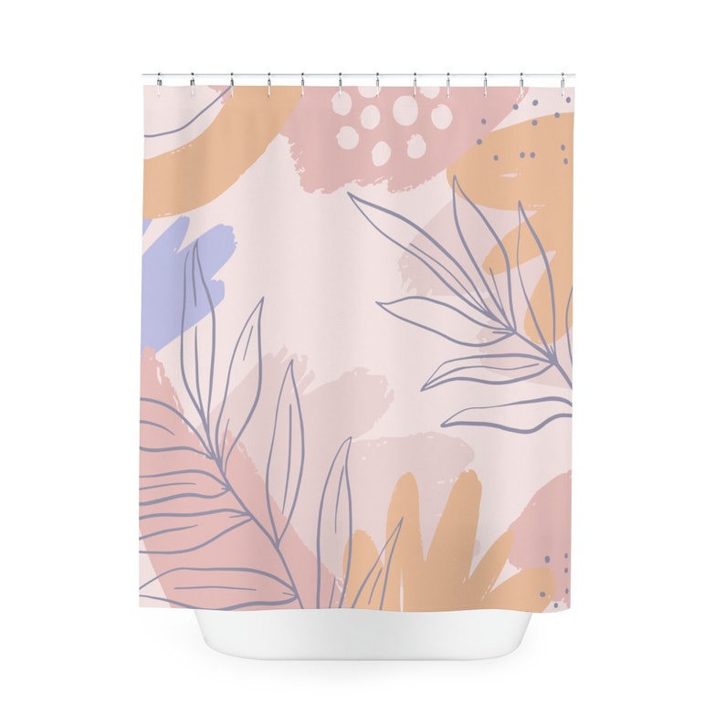 Boho Abstract Pattern Shower Curtain, Peaceful And Neutral Warm Earth Colors Mid Century Modern Shower Curtain - Image 3