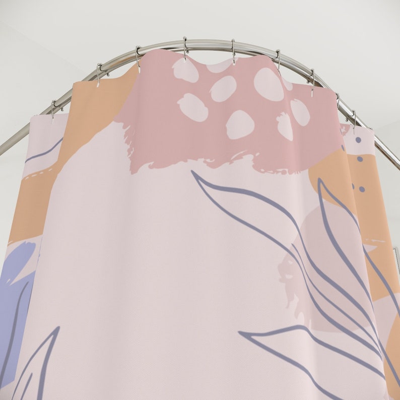 Boho Abstract Pattern Shower Curtain, Peaceful And Neutral Warm Earth Colors Mid Century Modern Shower Curtain - Image 4