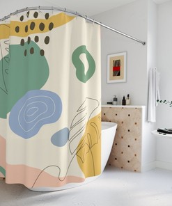 Boho Abstract Pattern Shower Curtain - Warm Earthy Colors For A Peaceful And Neutral Bathroom