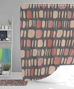 Boho Abstract Shower Curtain, Bohemian Retro Minimalist Bathroom Curtain And, House Warming Gift