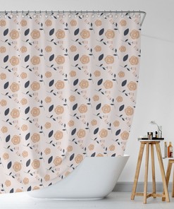 Boho Bath Curtain, Roses Shower Curtain, Pink Flowers Shower Curtain, Botanical Floral Pattern Shower Curtain, Bathroom Decor Gift,