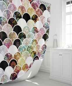 Boho Chic Mermaid Scales Shower Curtain for Bathroom Decor, Home Decor