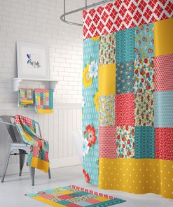 Boho Chic Shower Curtain Peasant Patchwork Print Multiple Options Bathroom Decor