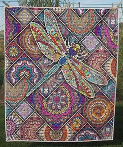 Boho Dragonfly Quilt Blanket Bedding Set