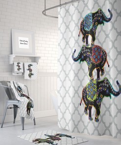Boho Elephant Shower Curtain With Options