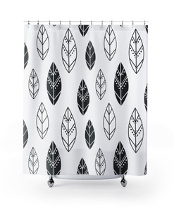 Boho Feathers Shower Curtain Black And White College Dorm Bathroom Decor
