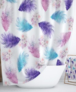 Boho Feathers and Flowers Shower Curtain Optional Bath Mat Bathroom Set Gypsy Spirit