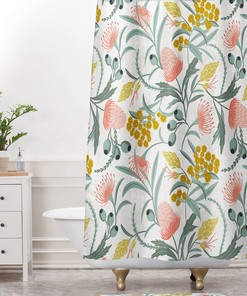 Boho Floral Shower Curtain, Fabric Shower Curtain Floral Bathroom Décor