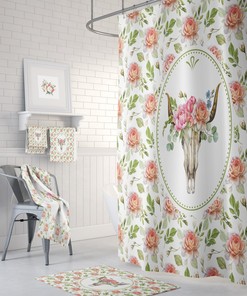 Boho Floral Shower Curtain For Bathroom