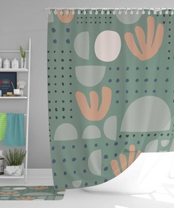Boho Leaves Abstract Shower Curtain, Bohemian Retro Fabric Bathroom Curtain, Home Bath Decor Accessories, House Warming Gift