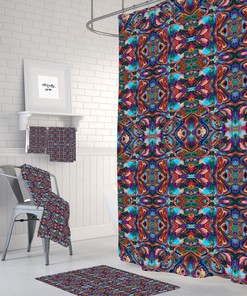 Boho Maximalist Shower Curtain, Boho Bathroom Decor, Abstract Shower Curtain