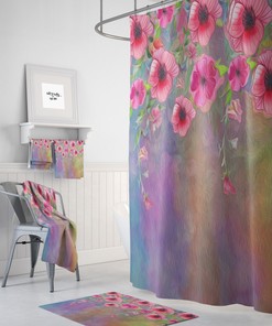 Boho Maximalist Shower Curtain, , Floral Shower Curtain, Bathroom Decor