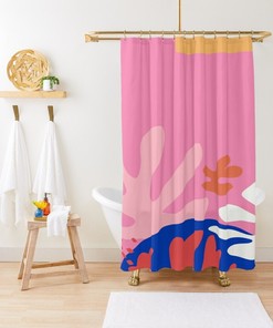 Boho Mid-Century Abstract Plant Patterns Shower Curtain - Trendy And Eco-Friendly Waterproof Bathroom Decor