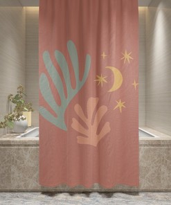 Boho Modern Abstract Matisse Style Curtain Moon Nature Shower Curtain