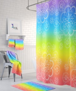 Boho Rainbow Shower Curtain Boho Bathroom Decor